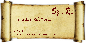Szecska Rózsa névjegykártya